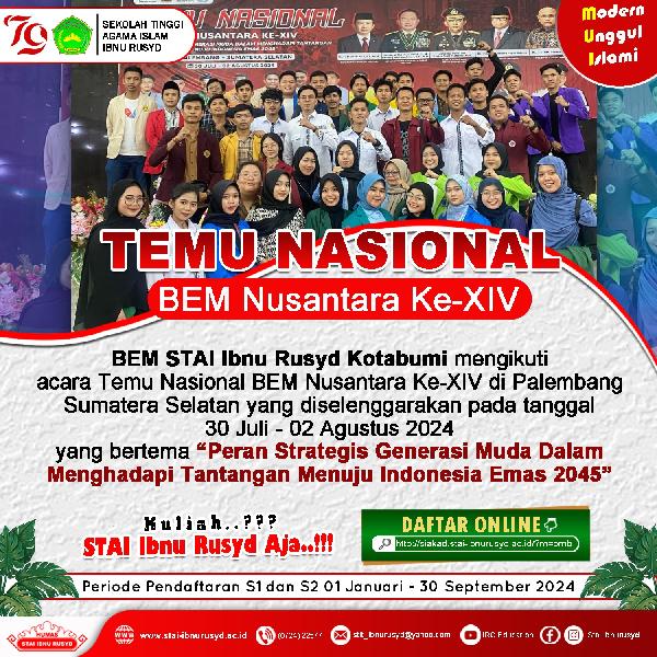 BEM STAI IR Mengikuti Temu Nasional BEM Nusantara ke XIV di Sumatera Selatan