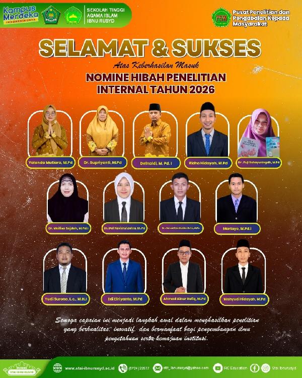 Dosen STAI Ibnu Rusyd Kotabumi Raih Nominasi Hibah Penelitian Internal Tahun 2026