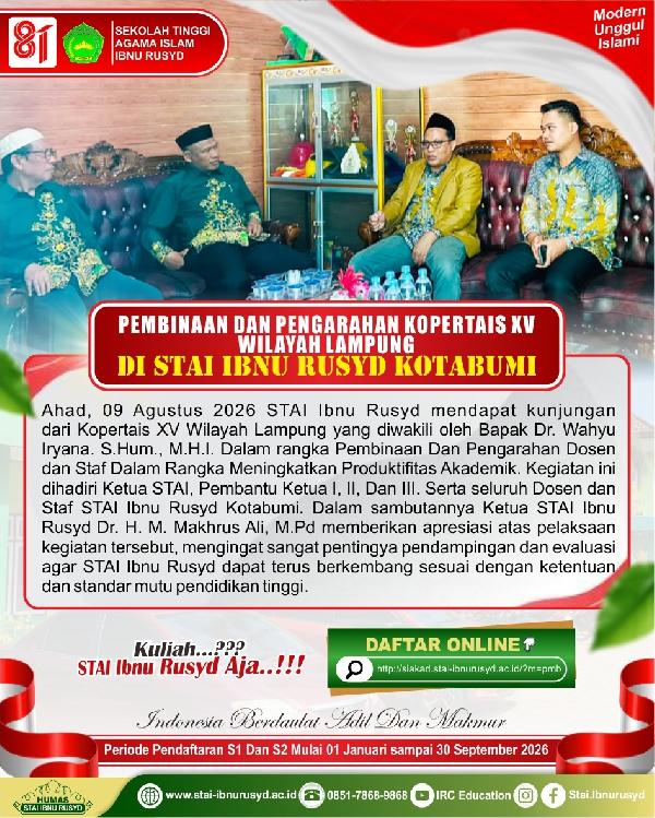 Pembinaan dan Pengarahan KOPERTAIS XV Wilayah Lampung di STAI Ibnu Rusyd Kotabumi