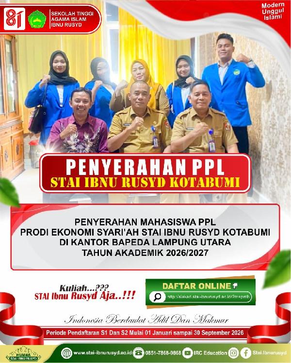 Penyerahan Mahasiswa PPL Prodi Ekonomi Syariah STAI Ibnu Rusyd Kotabumi di BAPEDA Lampung Utara