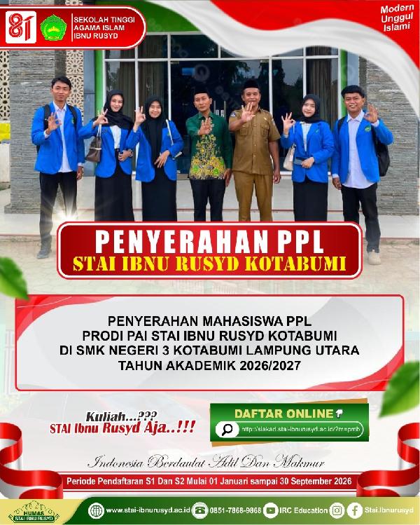Penyerahan Mahasiswa PPL Prodi PAI STAI Ibnu Rusyd Kotabumi di SMK Negeri 3 Kotabumi Tahun Akademik 