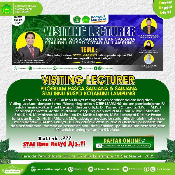 STAI Ibnu Rusyd Sukses Gelar Visiting Lecturer: Integrasi Deep Learning dalam Pembelajaran PAI