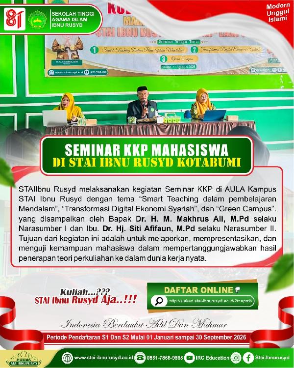 Seminar KKP Mahasiswa STAI Ibnu Rusyd Kotabumi Angkat Tema Smart Teaching, Transformasi Digital, dan