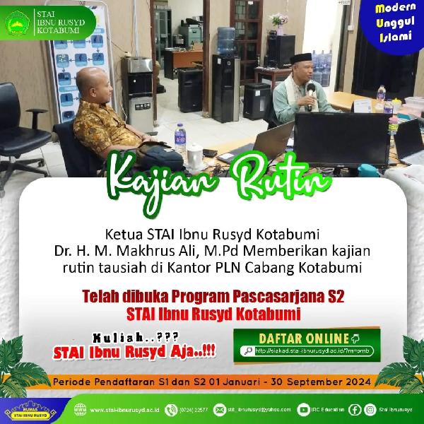 Foto Ketua STAI IR Mengisi Kajian Rutin di PLN Kotabumi