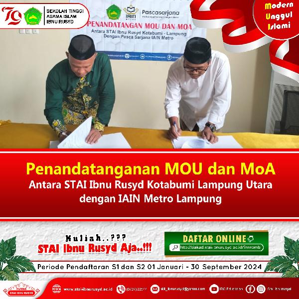 Foto Penandatanganan MOU  MOA STAI IR dan IAIN Metro
