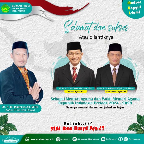 Foto Selamat dan Sukses Menteri Agama dan Wakil Menteri Agama Republik Agama